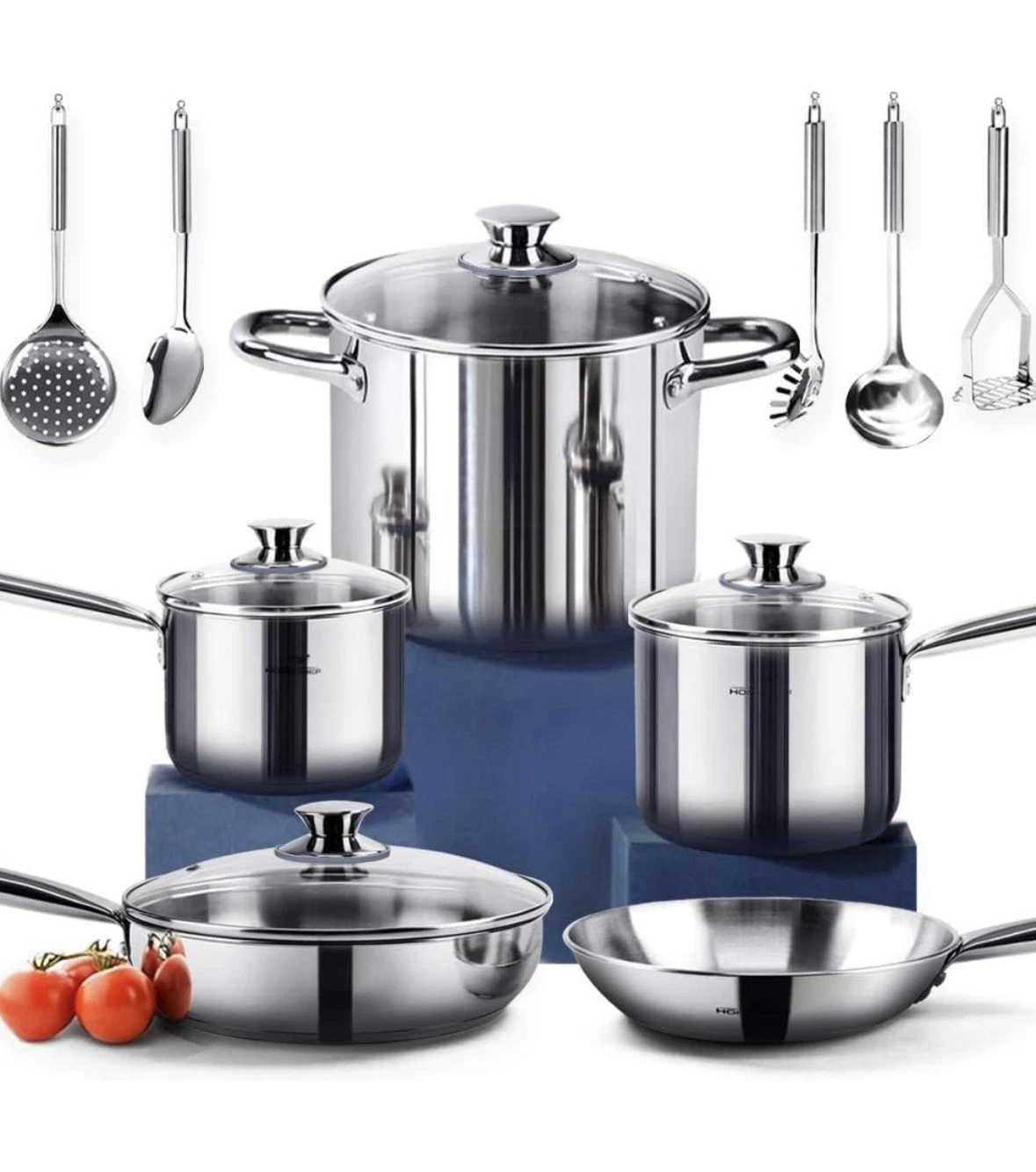HOMICHEF 14Pc Nickel Free Stainless Steel Cookware Set Non-Toxic Pot & Pans Set
Opens in a new windo