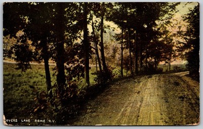 Lovers Lane Rome NY Dirt Road Tree Lined Scene ANTIQUE Postcard 10271