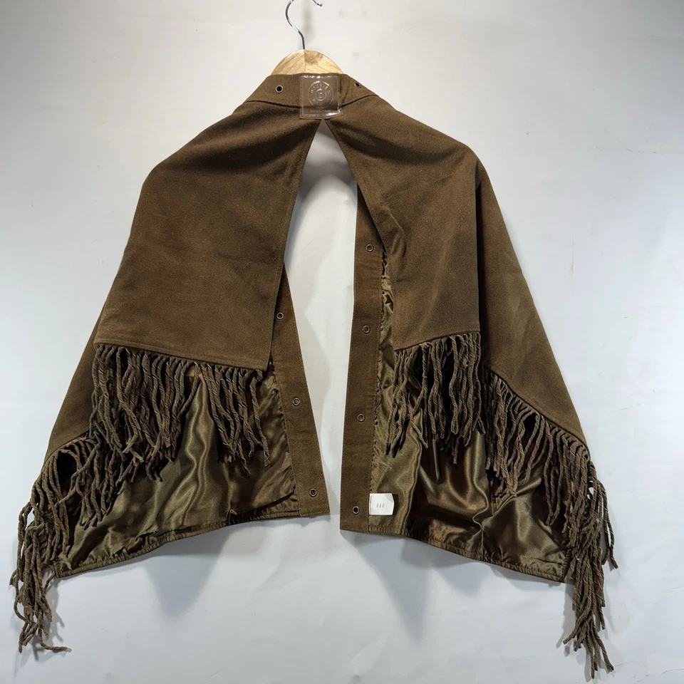 Double D Ranch Suede Leather Fringe Neck Shawl Cape Poncho Rodeo Texas - Image 4 of 4