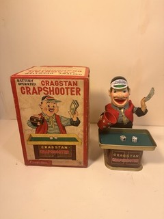 Vintage 1950s Battery Operated Cragstan Crapshooter Roy w Box & Working Y Co.
