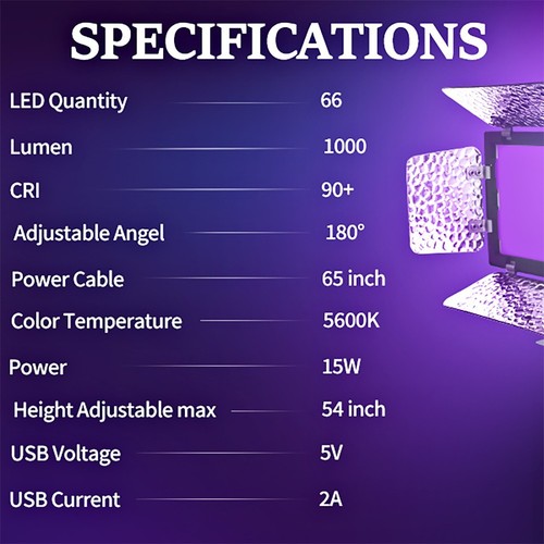 2 PACK LED VIDEO PHOTO LIGHTING KIT WITH BARNDOOR COLOR FILTERS TRIPOD STAND 15W - Picture 8 of 13