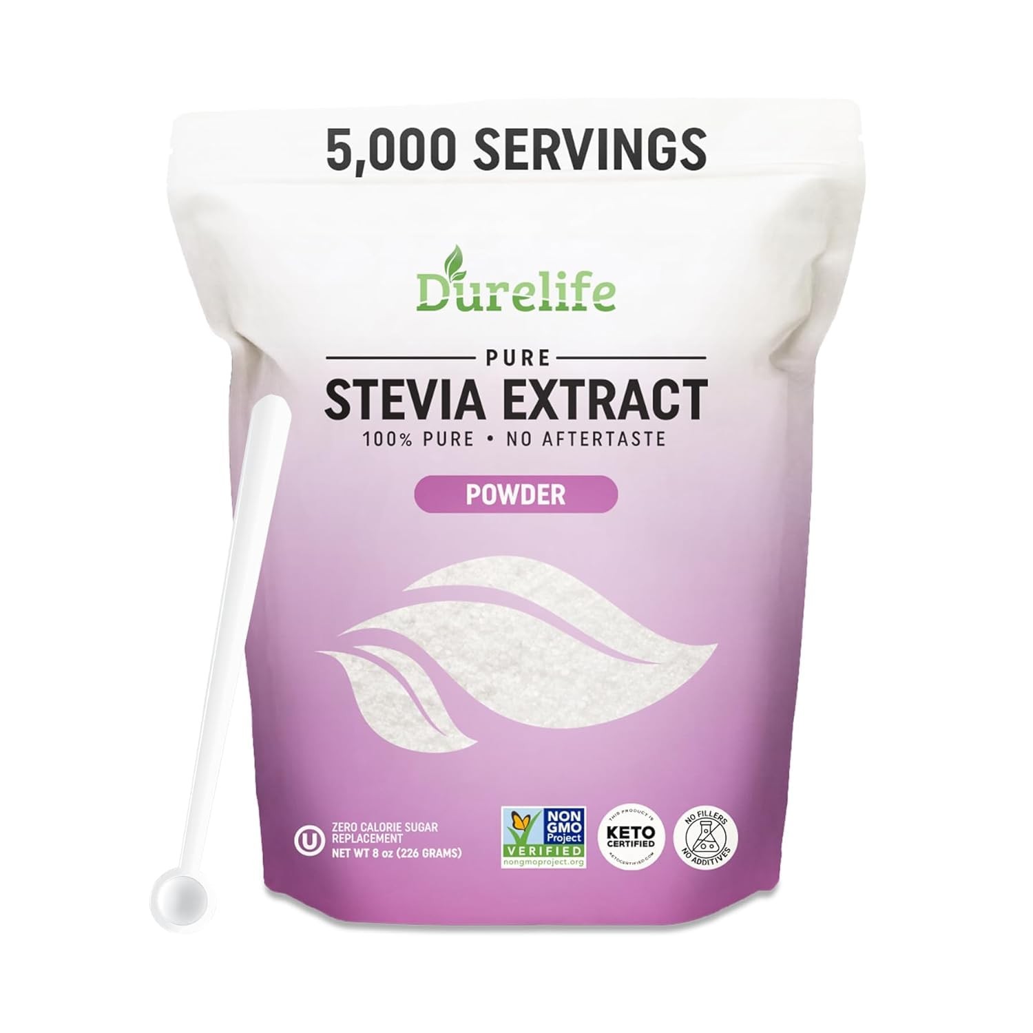 Durelife 100% Pure stevia extract sweetener 8 oz | No Erythritol NON-GMO Proj...