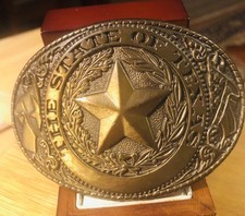 Vintage Tony Lama The State Of Texas Solid Brass Belt Buckle