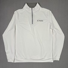 Peter Millar Perth Performance Quarter Zip Men Medium White Golf ME0EK40 Stains