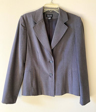 Rafaella Women  s Gray Woven Lined Button-Front Blazer Jacket w/ Pockets 10