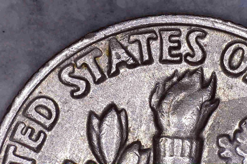 1985 P Roosevelt Dime Ten Cents Coin Double Rim Error - Picture 4 of 13