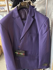 Lucci by Vinci Men's Regular Fit 2-Piece Solid Color Suit Purple