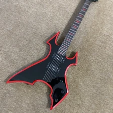 Customized, unique-shaped electric guitar,Mahogany body, black accessories