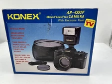 Vintage Konex AR-4392F Focus Free 35 mm Camera With Electronic Flash-New In Box