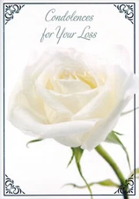 Sincere SYMPATHY Card, Condolences For Your Loss Rose by Designer Greetings + ✉