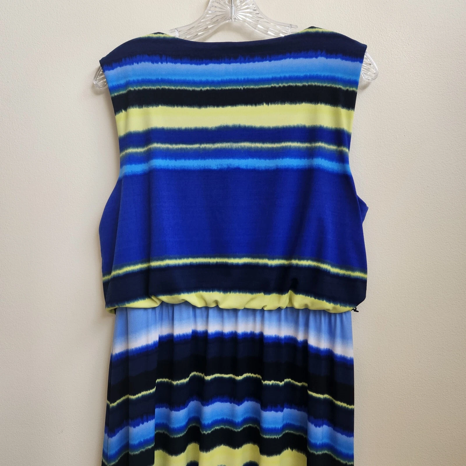 VETEMENTS Abito Chicos donna taglia 2 blu righe maglia maxi scollo a V senza maniche casual dress