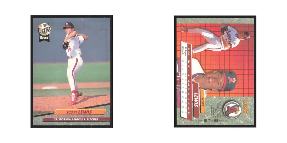 1992 Fleer Ultra Scott Lewis RC Angels #328 - Image 3 of 3