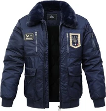 MOERDENG Men's Casual Thickened Winter Warm Coats Bomber Flight Jacket Outdoor F