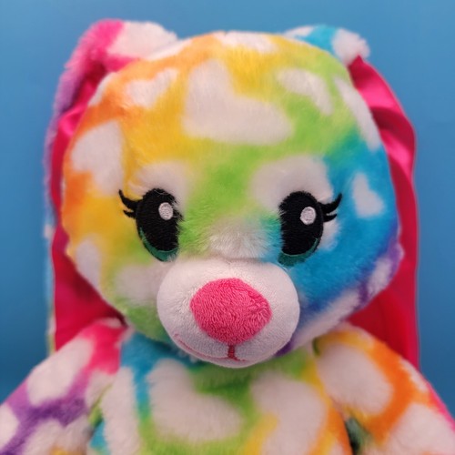 Build A Bear BAB Regenbogen bunte Herzen Hase Kaninchen Plüsch
