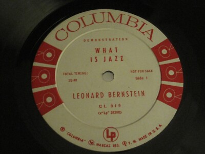 LEONARD BERNSTEIN WHAT IS JAZZ? LP ORIG '56 COLUMBIA CL 919