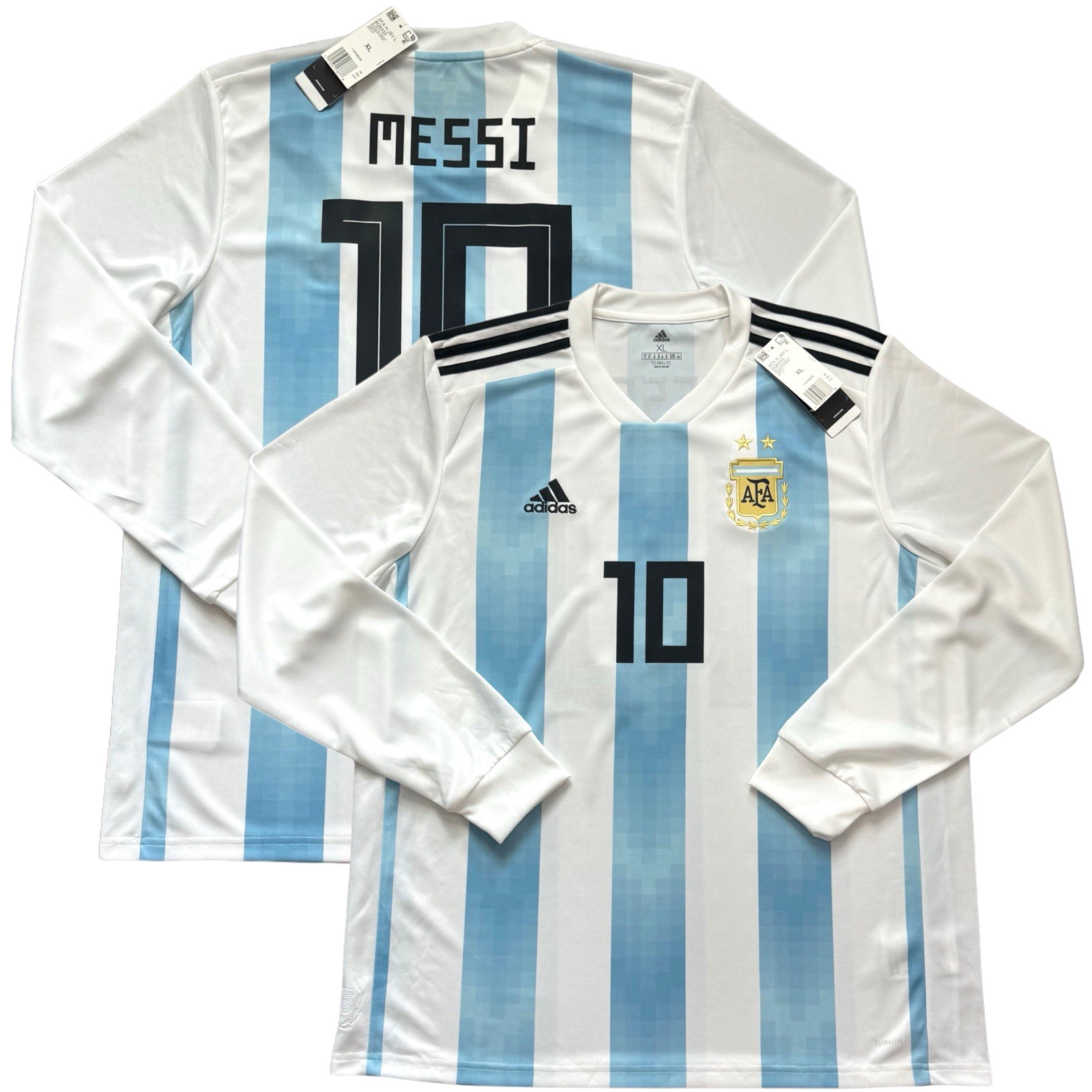 2018 Argentina Home Jersey #10 Messi XL adidas World Cup Long Sleeve Kit