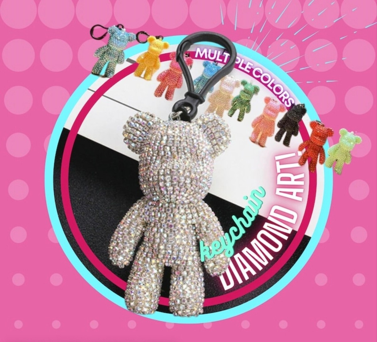MYO Diamond Bear Keychain Crystal Teddy Bear Keyring Diamond Painting Craft  Kit