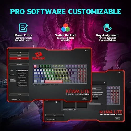 Mechanical Gaming Keyboard, Wired Mechanical Keyboard with 94 Gray-Black-Red