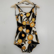 Vintage 60s Flower Power Mod Bathing Suit Cone Bra Fits Womens 34-36D, 32-34DD