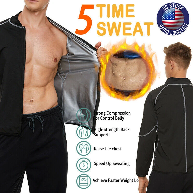 Men's Sauna Heat Trapping Shirt Sweat Shaper Vest Weight Loss Waist Trainer Top