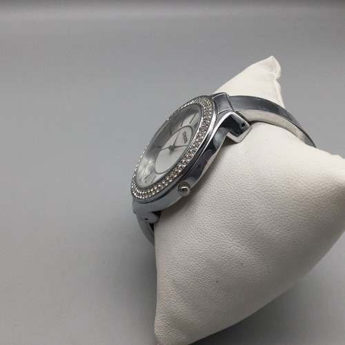 Chicos Bling Watch Women 40mm Pave Silver Tone Open Cuff New Battery - Picture 5 of 15