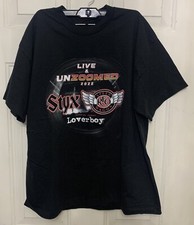 Styx,  REO Speedwagon, Loverboy USA Tour Classic Rock T Shirt Black Size XL
