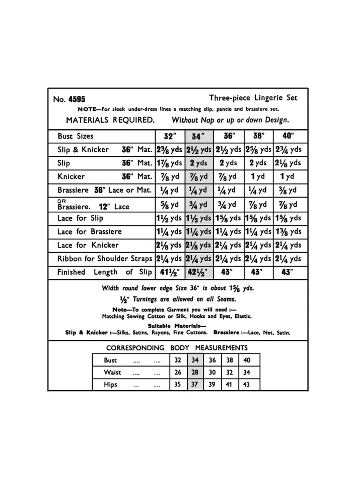 Vintage 1940s Pin-Up Lingerie Sewing Pattern - Slip, Bra & Panties - Bust 34 - Image 2 of 3