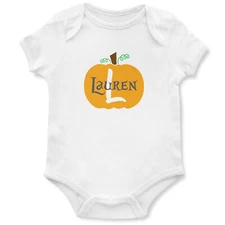 Personalised Halloween Babygrow Name and Initial Pumpkin Baby Autumn Custom V...