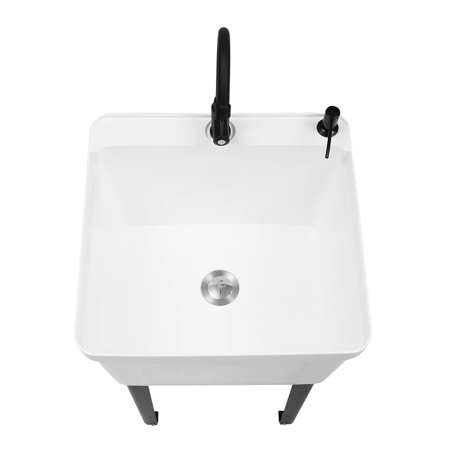 Fregadero de utilidad de ahorro de espacio fregadero de lavandería independiente con grifo para garaje, tienda Foto 3 de 4