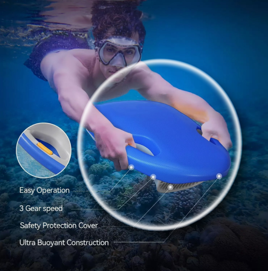 Asiwo Swimming Float Board Smart Water Entertainment Toy 3 Speed ​​Modes Blue