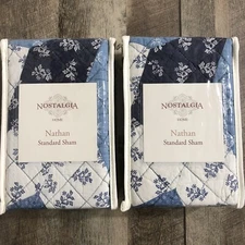 NOSTALGIA HOME Set of 2 Nathan Quilted Standard Pillow Shams NEW 