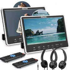 2X12" Car Headrest DVD Player Rear Seat TV Monitor USB HDMI Region Free Headsets