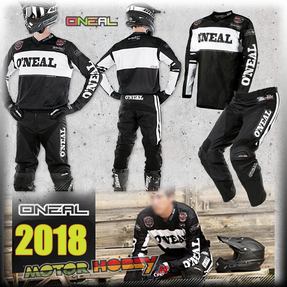 COMPLETO CROSS VINTAGE O'NEAL ONEAL ULTRA LITE 75 NEGRO BLANCO TALLA 32 - M - Imagen 1 de 1