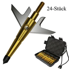 24Pc Gold Swhacker Hunting Broadheads 100Gr Expandable Sharp Blade Crossbow Tips
