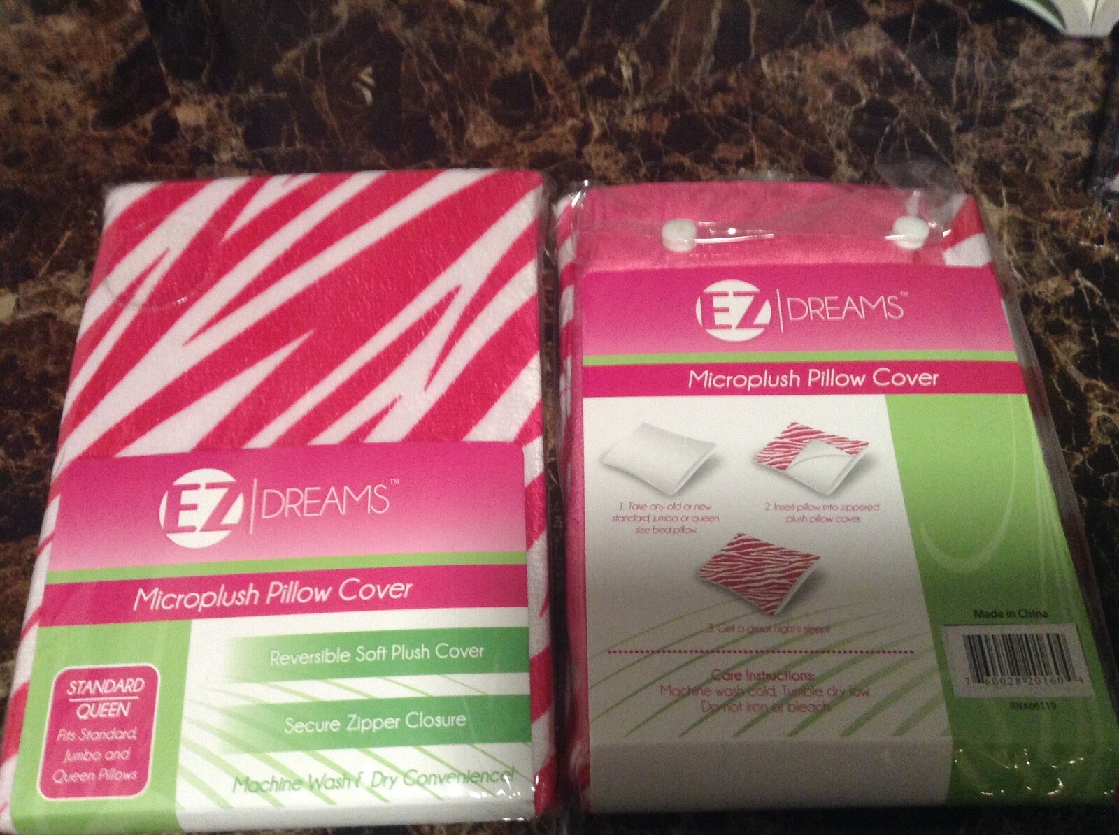 2 NEW Soft MICROPLUSH Zipper PILLOW COVER White PINK ZEBRA Standard