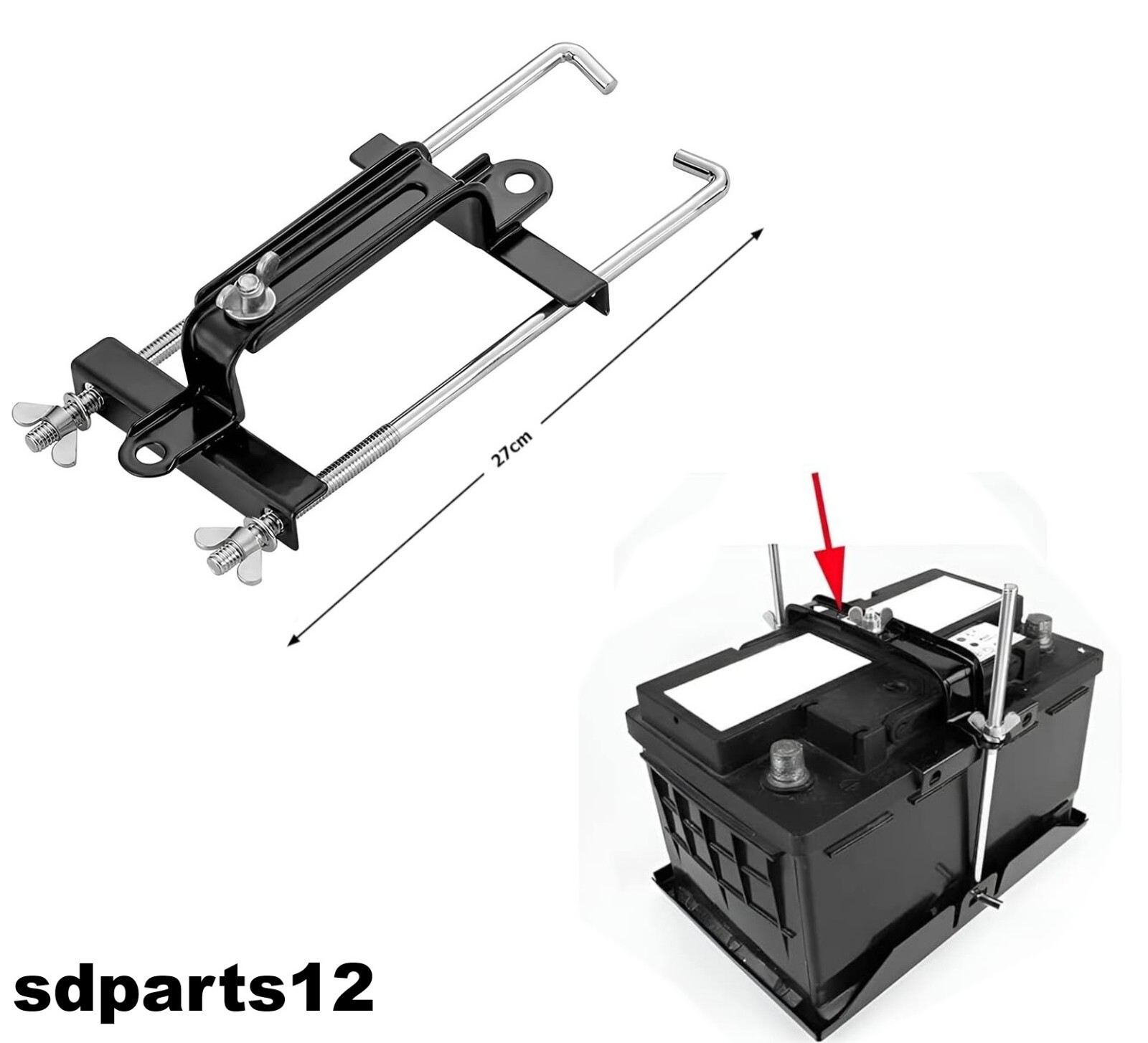 Supporto Batteria Regolabile Traversa Porta Batteria per auto 27cm