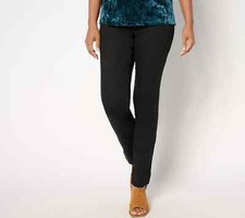 Belle by Kim Gravel TripleLuxe Twill Straight Leg Wide Hem Black 12 Tall A663030