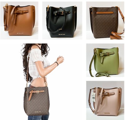 Michael Kors Emilia Small Bucket Messenger Crossbody Shoulder Bag Handbag Purse