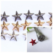 Borchie in lega forma stella punta colore argento/oro rosa/nero 13mm+APPLICATORE