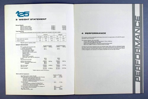HAWKER SIDDELEY HS125 SERIES 3B-R PERFORMANCE MANUFACTURERS BROCHURE PRIVATE JET - Picture 4 of 5