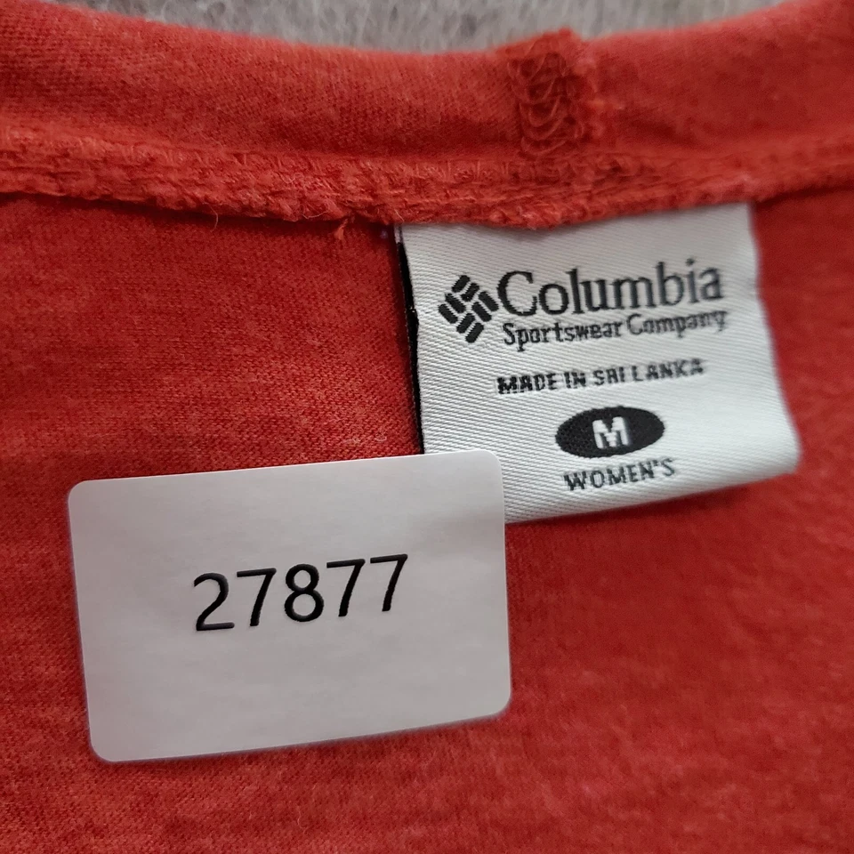 Columbia Mujer Sudadera Mediana Roja Sudadera con Capucha Logo Cuello en V Manga Larga Pullover Foto 2 de 4