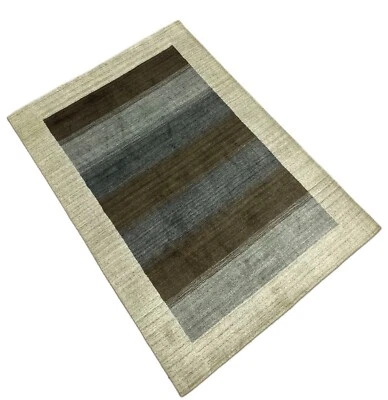 Tapis 100% Laine Gris Brun Gabbeh Lori Tissé À La Main 124x175 Cm DP Fil S103 - Photo 1/4