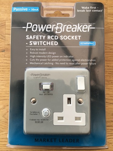 Powerbreaker K21MPAPN-C RCD Single Socket Passive METALCLAD Switched 30mA - Picture 1 of 6