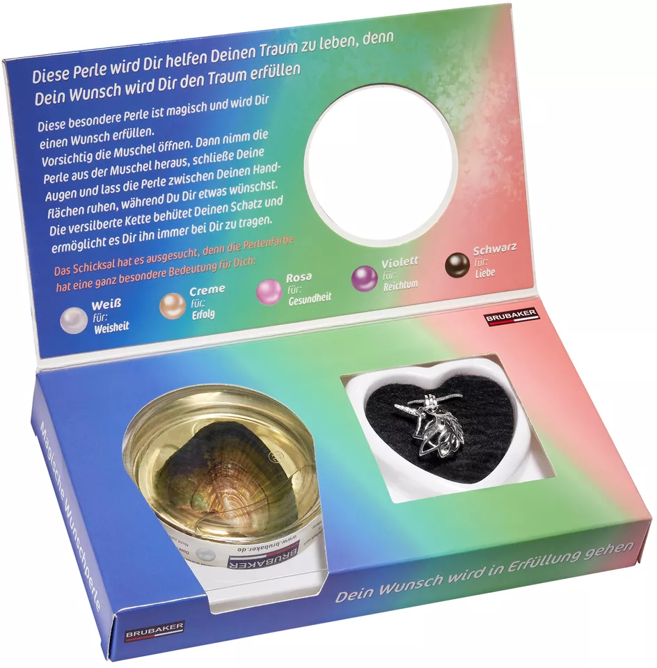BRUBAKER Einhorn Wunschperle Perle mit Kette Halskette und Kettenanhänger Silber - Bild 2 von 4