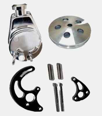 Chrome Power Steering Pump Kit LWP Billet Bracket Big Block Chevy BBC 396 454