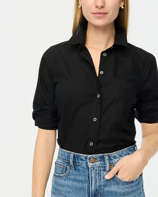 J.Crew Womens Button-up cotton poplin shirt in signature fit black PS NWOT