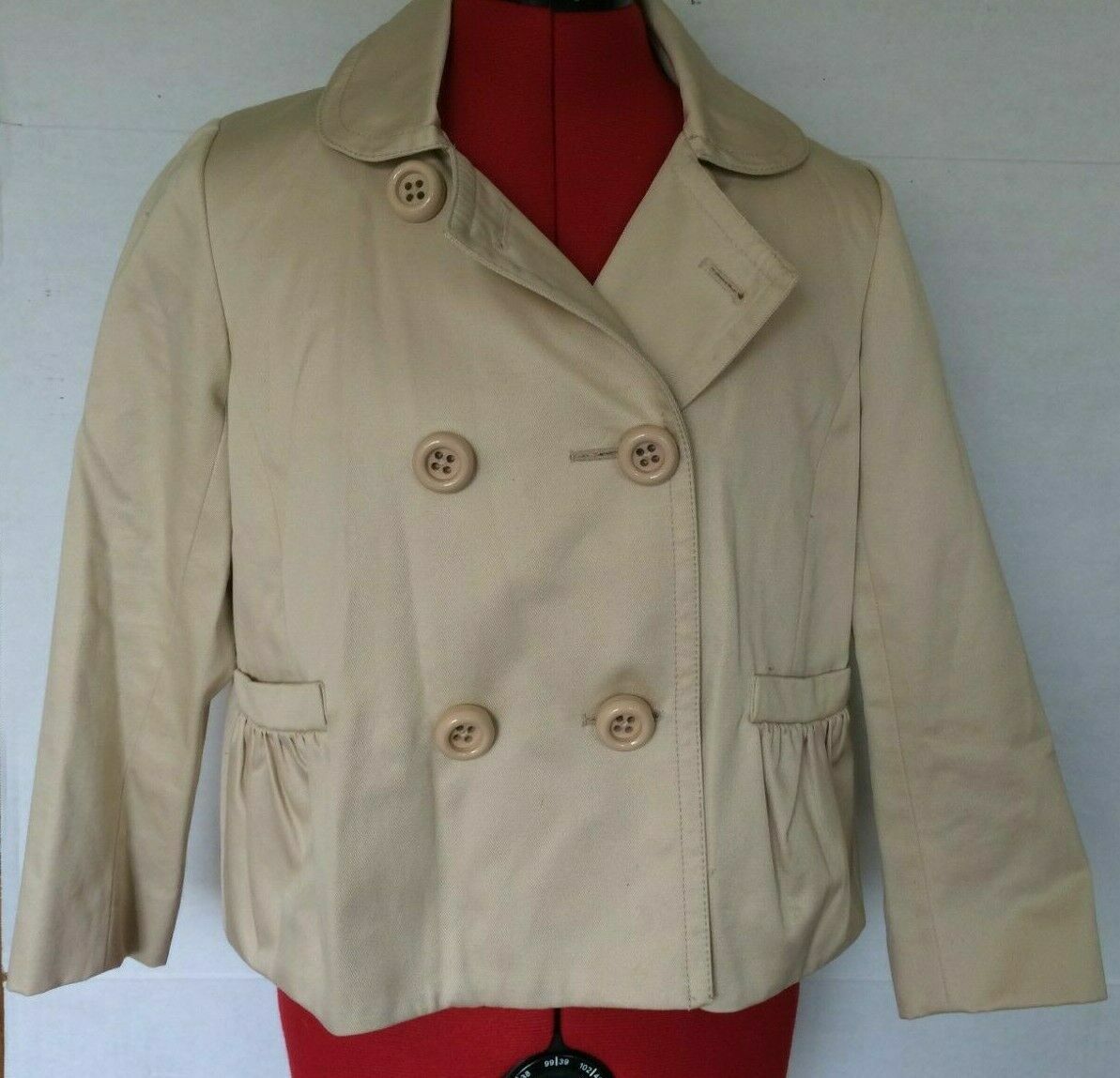 J.Crew British Millerain Peacoat WOMENS SIZE 4 TAN LINED EUC J.Crew British Millerain Peacoat WOMENS SIZE 4 TAN LINED EUC