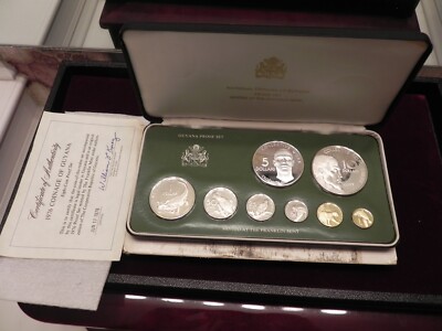 1976 Coinage Of Guyana Franklin Mint Sterling Silver 8-Coin