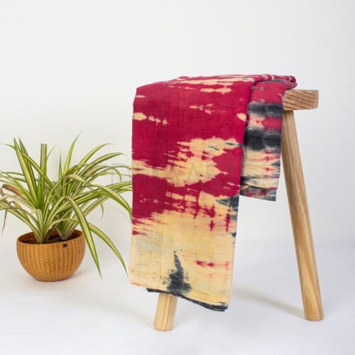 Trapuntino rosso tie dye tappezzeria personalizzata tenda arancione tessuto boho da cortile - Foto 2 di 4