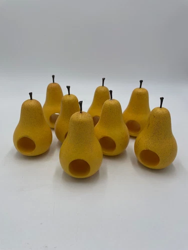 Set 8 Pear Vintage Napkin Rings Holders Wooden Tableware Farmhouse Boho Country